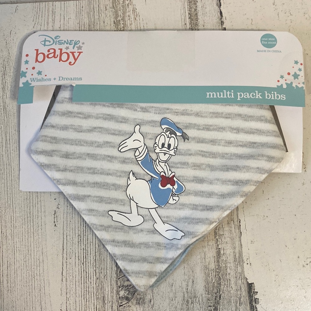 Disney Baby Donald, Pluto, Mickey Bibs Size O/S NEW